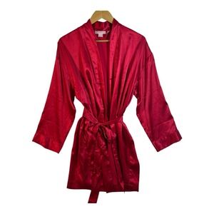 Vintage VICTORIA'S SECRET Red Satin Robe OS Y2K Lingerie Belted One Size Sexy